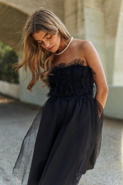 J.NNA Mesh Ruffle Tube Top Swing Dress - Siennasass