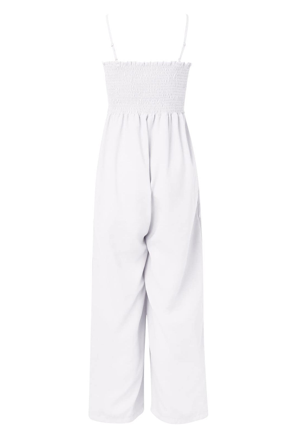 Smocked Spaghetti Strap Wide Leg Jumpsuit - Siennasass