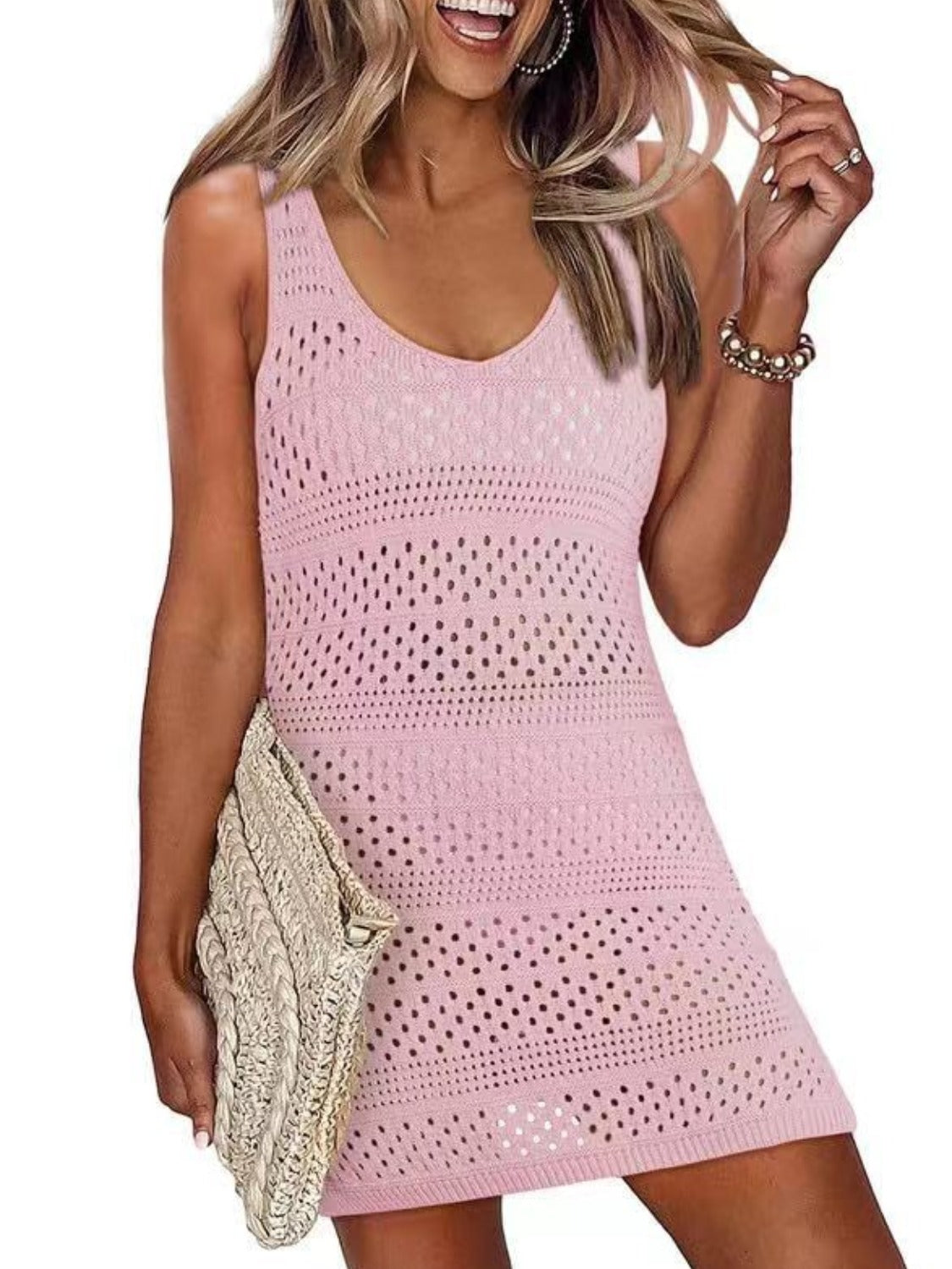 Openwork Scoop Neck Cover Up - Siennasass