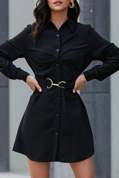 Perfee Belted Mini Shirt Dress - Siennasass