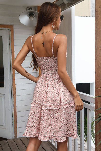Ditsy Floral Tiered Tie Detail Dress - Siennasass