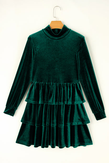 Ruffled Layered Long Sleeve Mini Dress - Siennasass