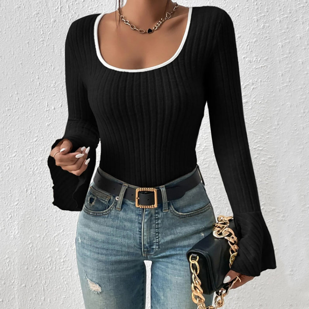 Scoop Neck Long Sleeve T-Shirt - Siennasass