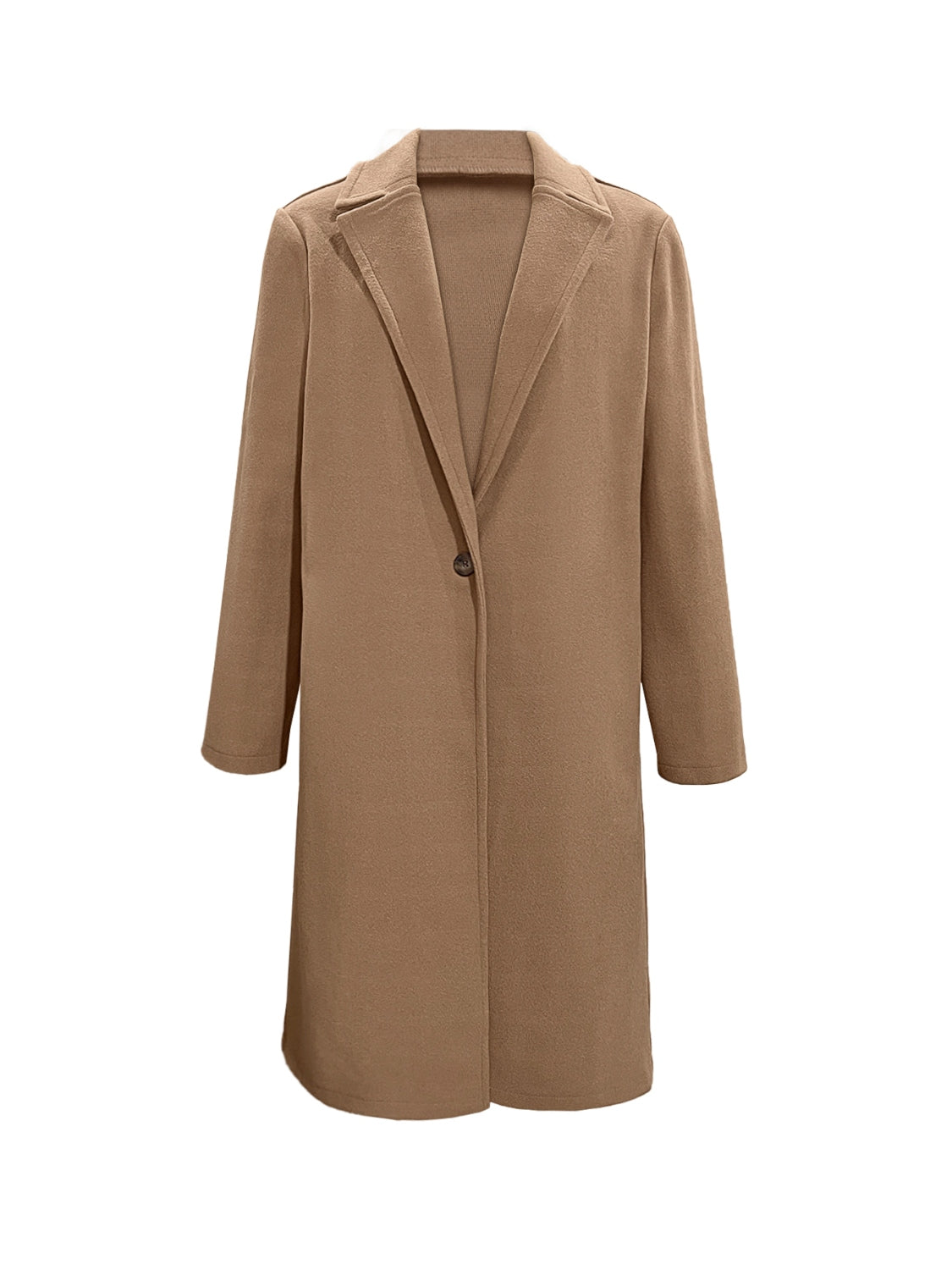 Collared Neck Button Up Long Sleeve Coat - Siennasass