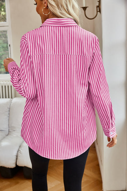 Striped Button Up Long Sleeve Shirt - Siennasass