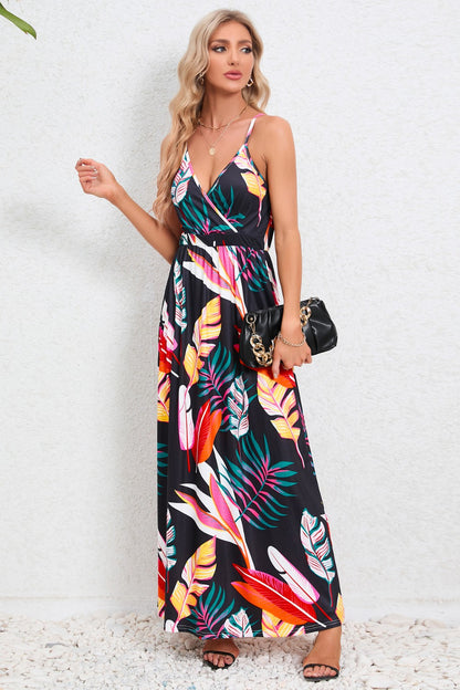 Printed Surplice Maxi Cami Dress - Siennasass