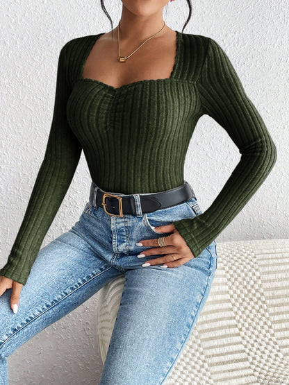 Ribbed Long Sleeve T-Shirt - Siennasass