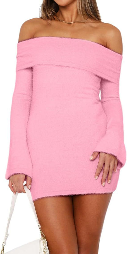 Sheath Long Sleeve Sweater Dress - Siennasass