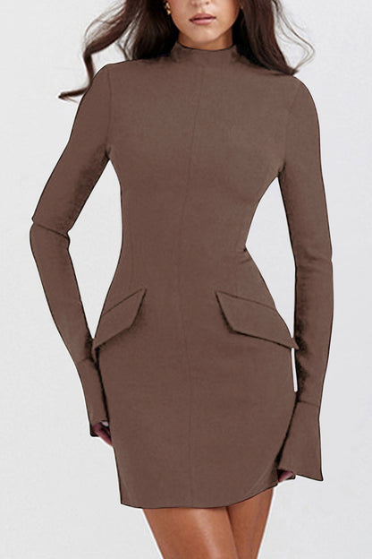 Mock Neck Long Sleeve Mini Dress - Siennasass