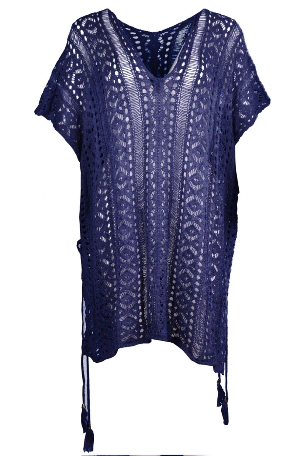 Cutout V-Neck Cover-Up with Tassel - Siennasass