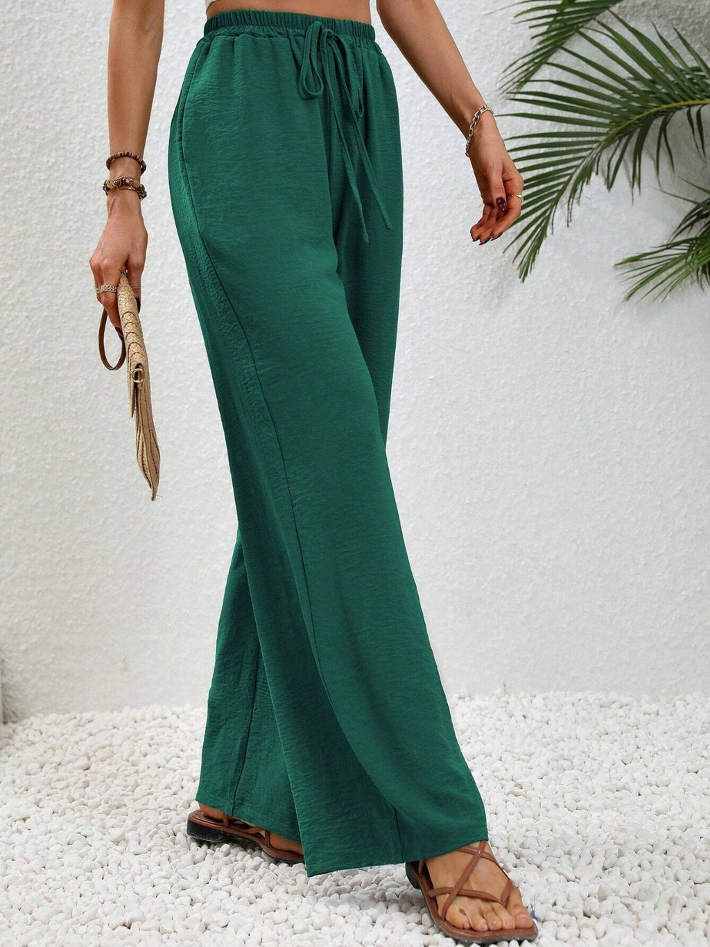 Wide Leg Drawstring Pants - Siennasass