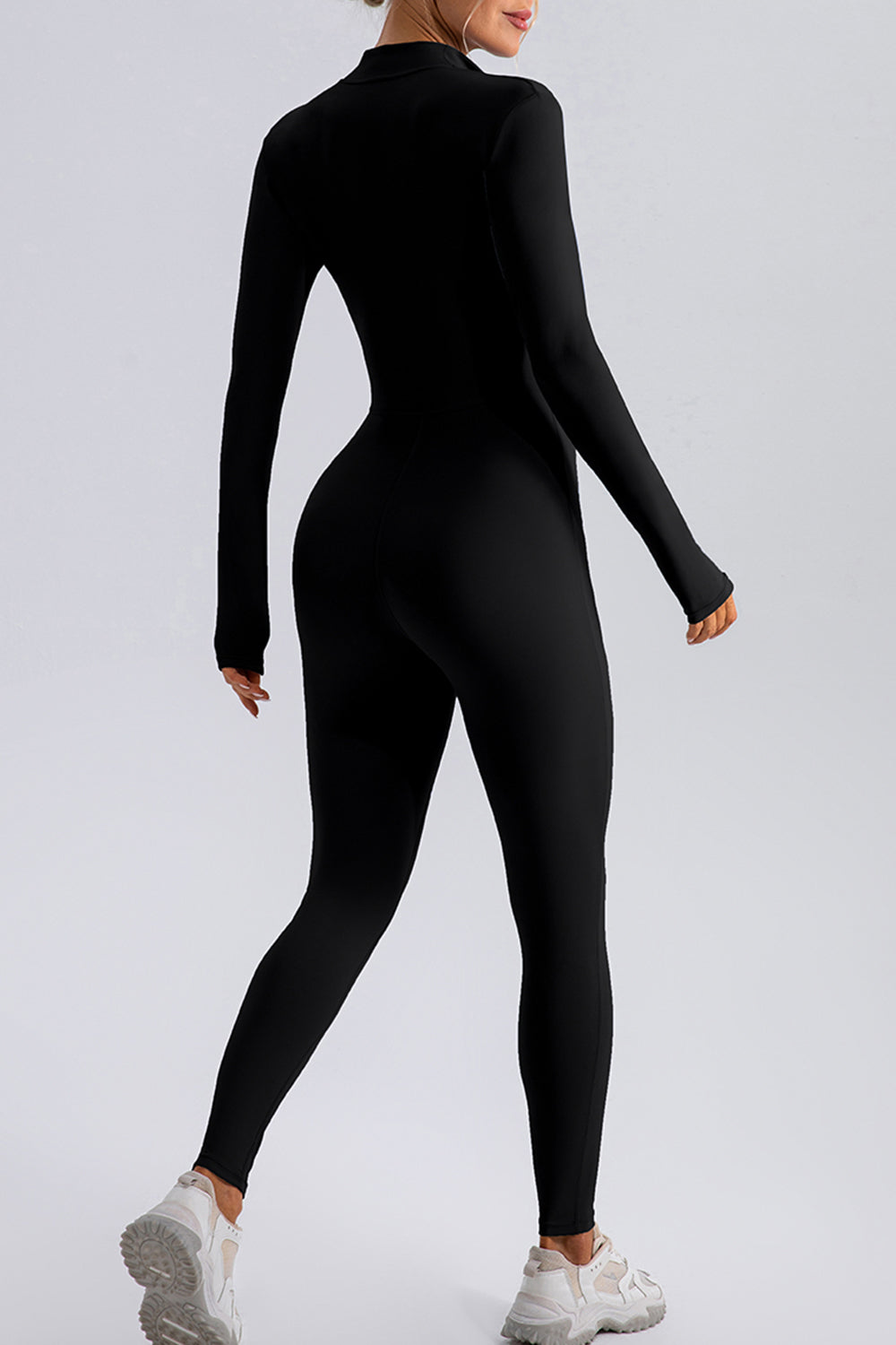 Half Zip Mock Neck Active Jumpsuit - Siennasass