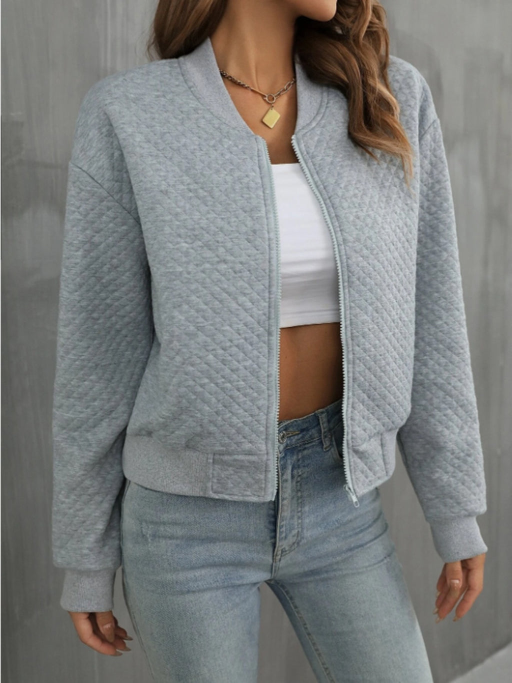 Zip Up Long Sleeve Jacket - Siennasass