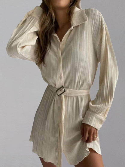 Button Up Dropped Shoulder Shirt Dress - Siennasass