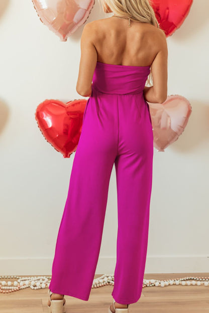 Jumpsuit mit weitem Bein und Schnürung