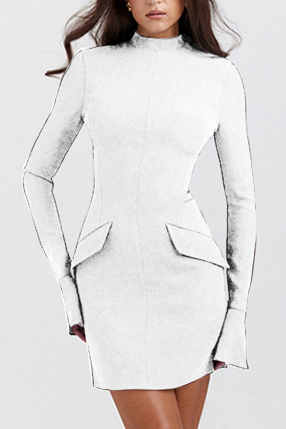 Mock Neck Long Sleeve Mini Dress - Siennasass