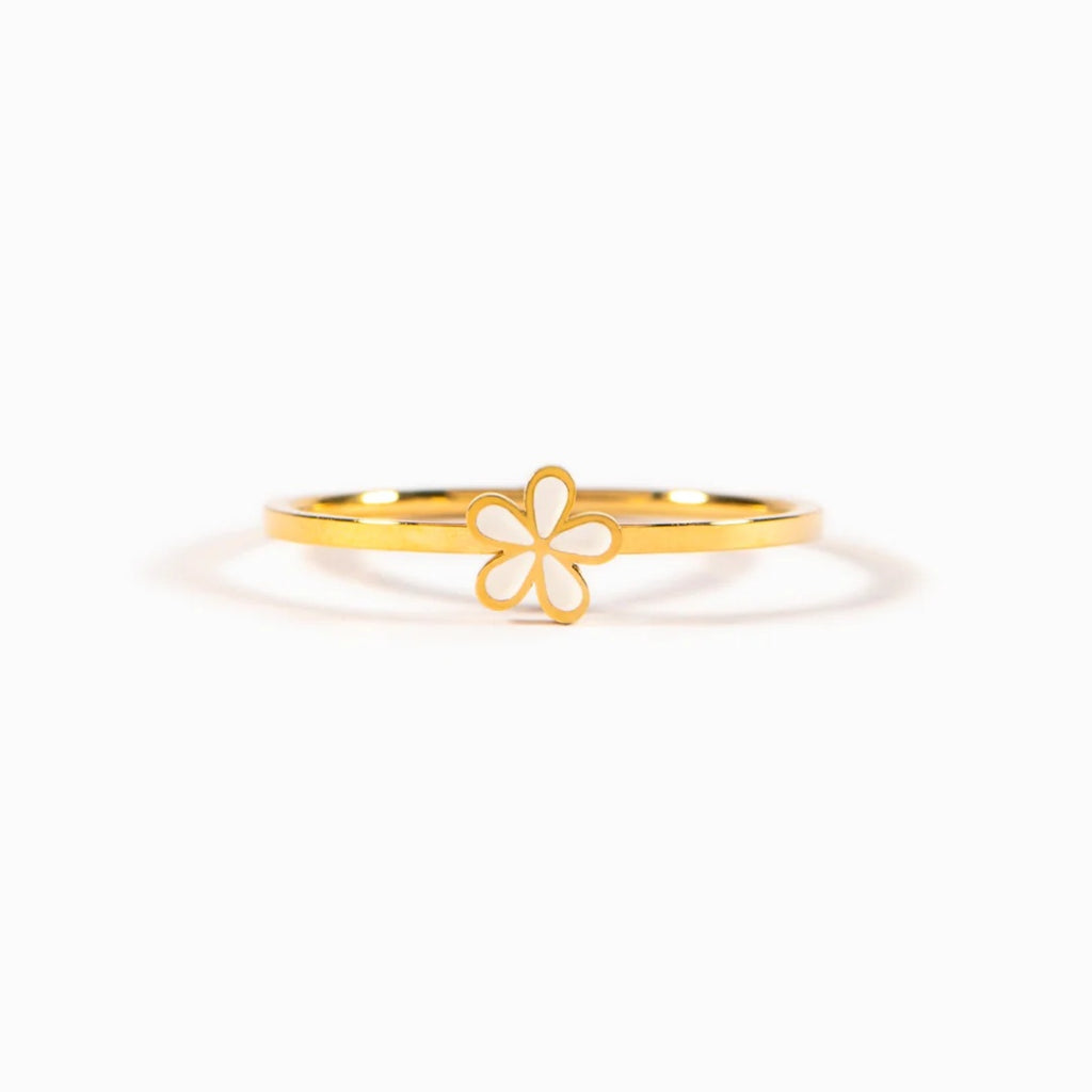 925 Sterling Silver Enamel Flower Ring - Siennasass