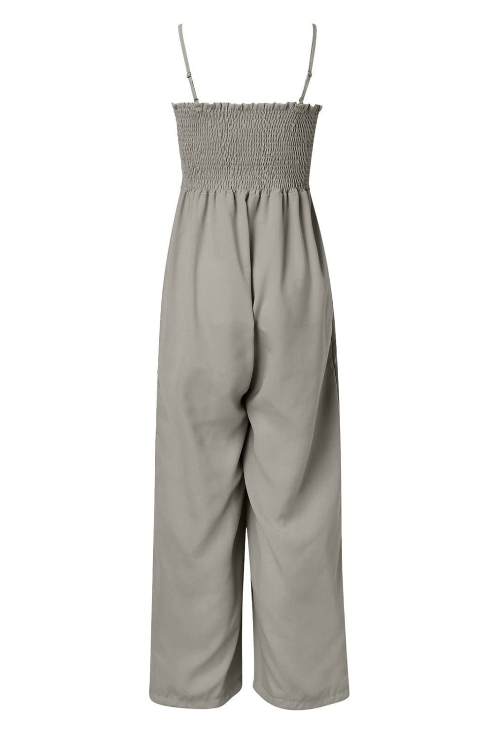 Smocked Spaghetti Strap Wide Leg Jumpsuit - Siennasass