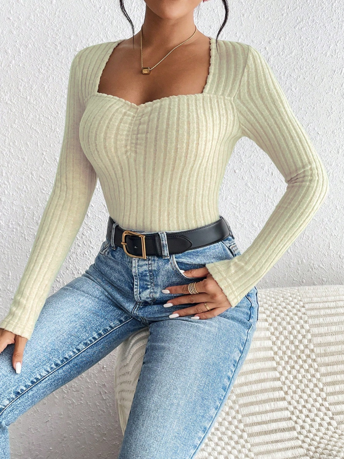 Ribbed Long Sleeve T-Shirt - Siennasass
