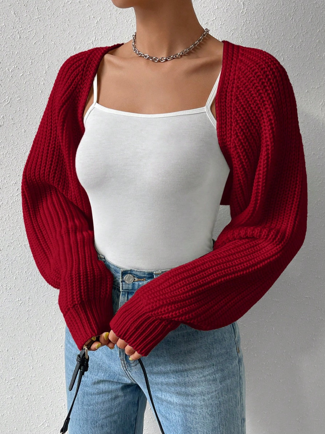 Honey Open Front Long Sleeve Cropped Cardigan - Siennasass