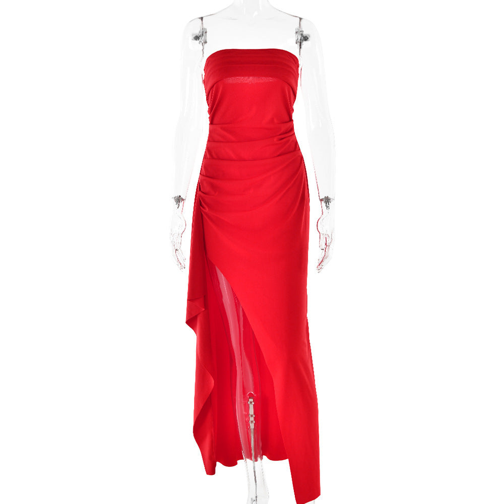 Strapless Split Long Dress - Siennasass