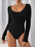 Perfee Scoop Neck Long Sleeve Bodysuit - Siennasass