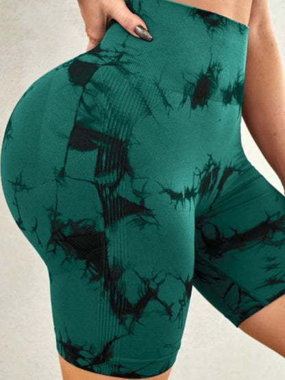 Tie-Dye High Waist Active Shorts - Siennasass