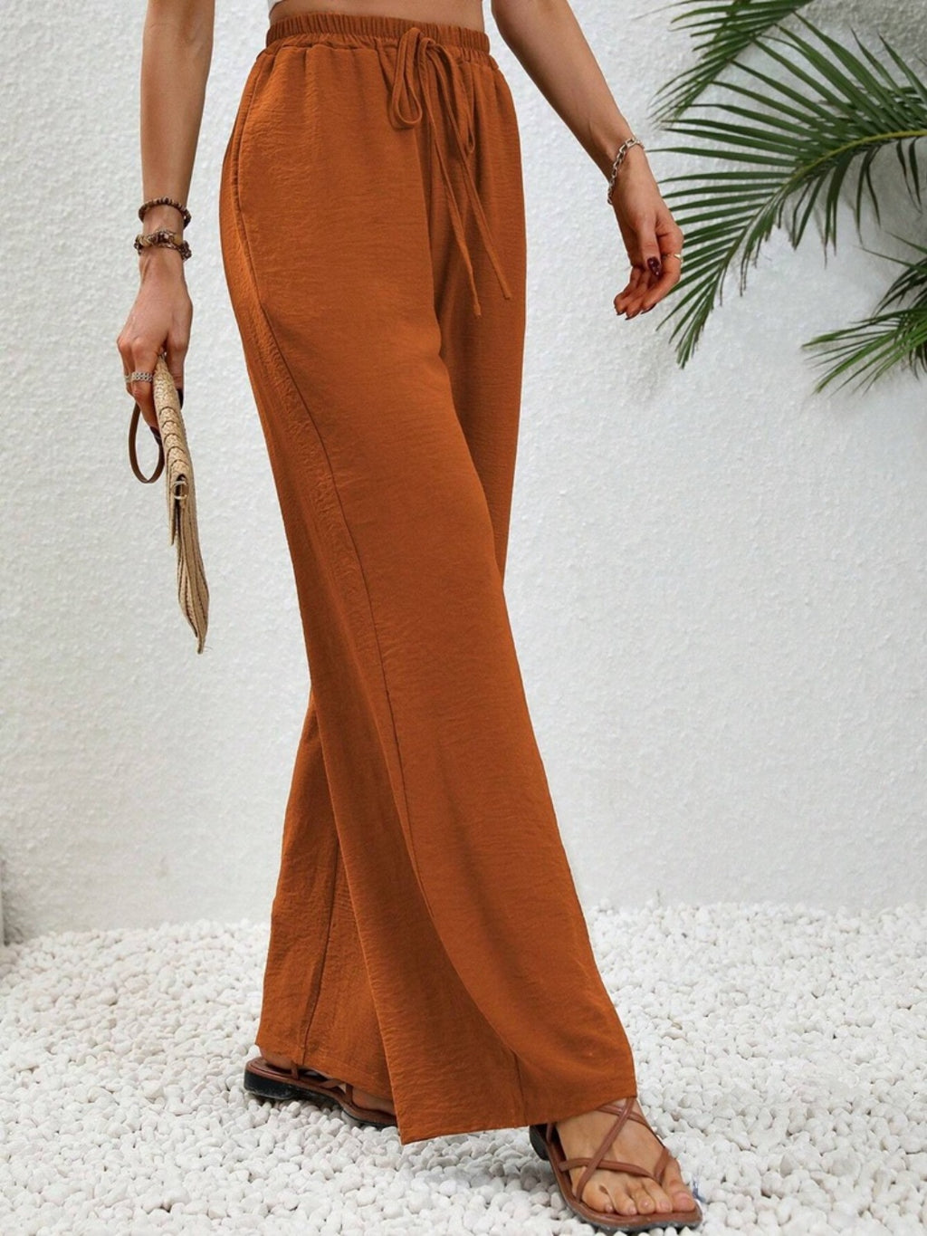 Wide Leg Drawstring Pants - Siennasass