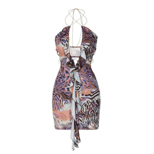 Low-cut Halter Strap Sheath Dress