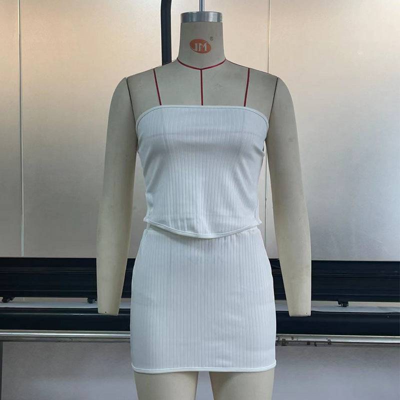 Zweiteilige Outfits Crop Tops Bodycon Rock Sets Minikleid
