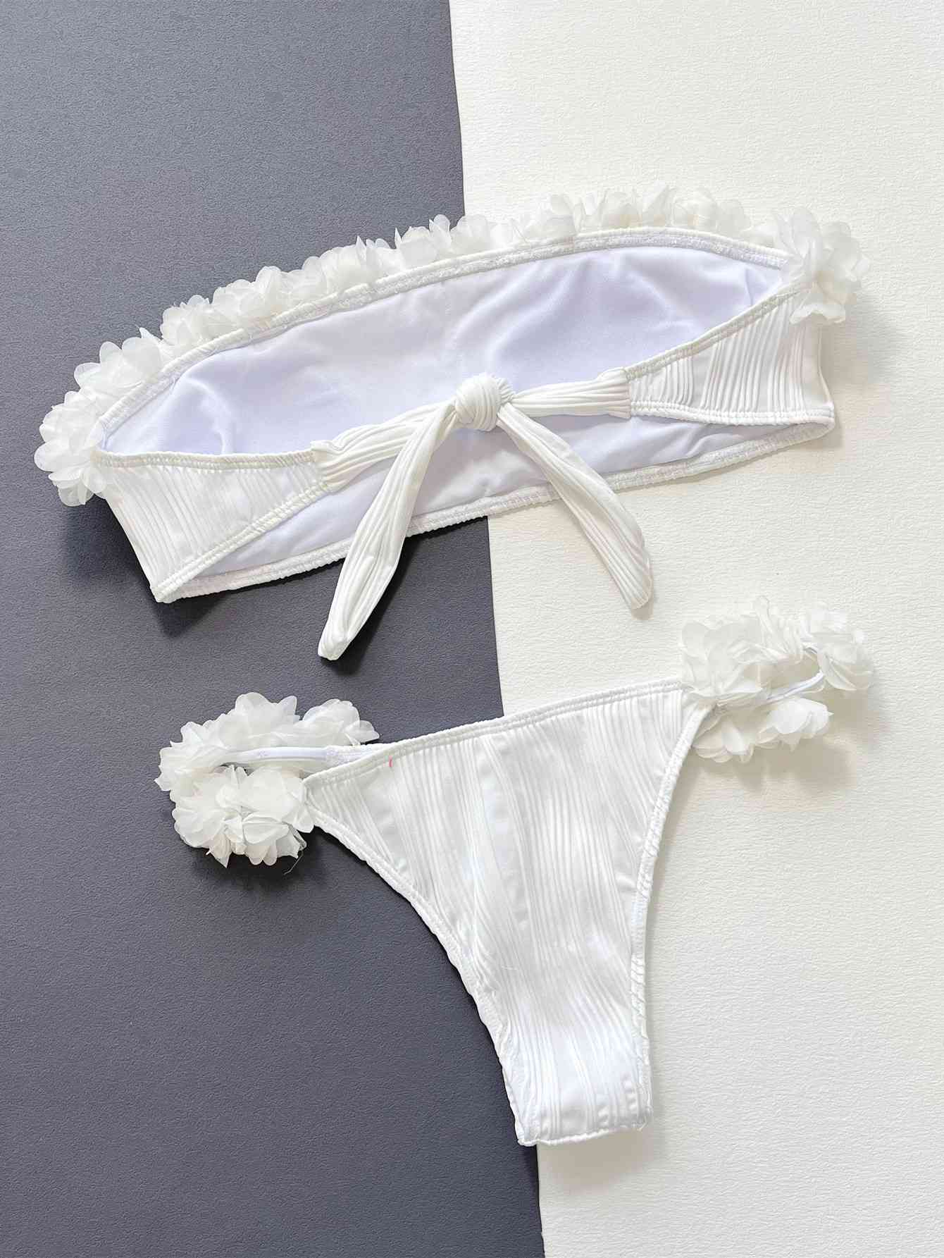 Applique Tie Back Two-Piece Bikini Set - Siennasass