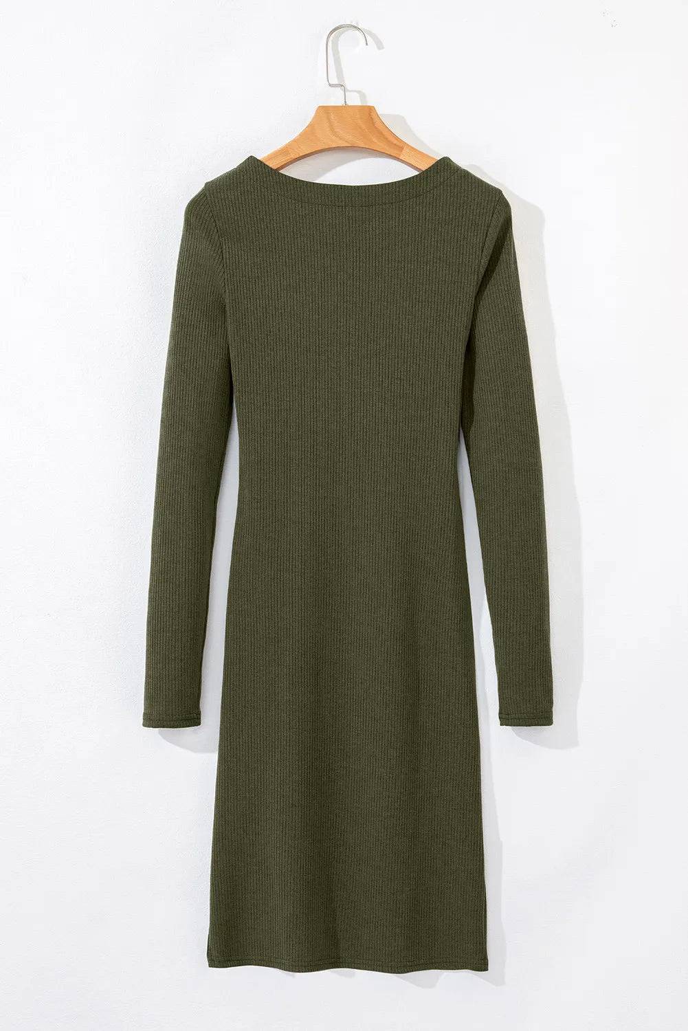 Minikleid mit Schlitz und Rundhalsausschnitt und langen Ärmeln