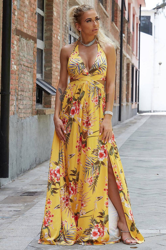 Halter Neck Split Dress - Siennasass