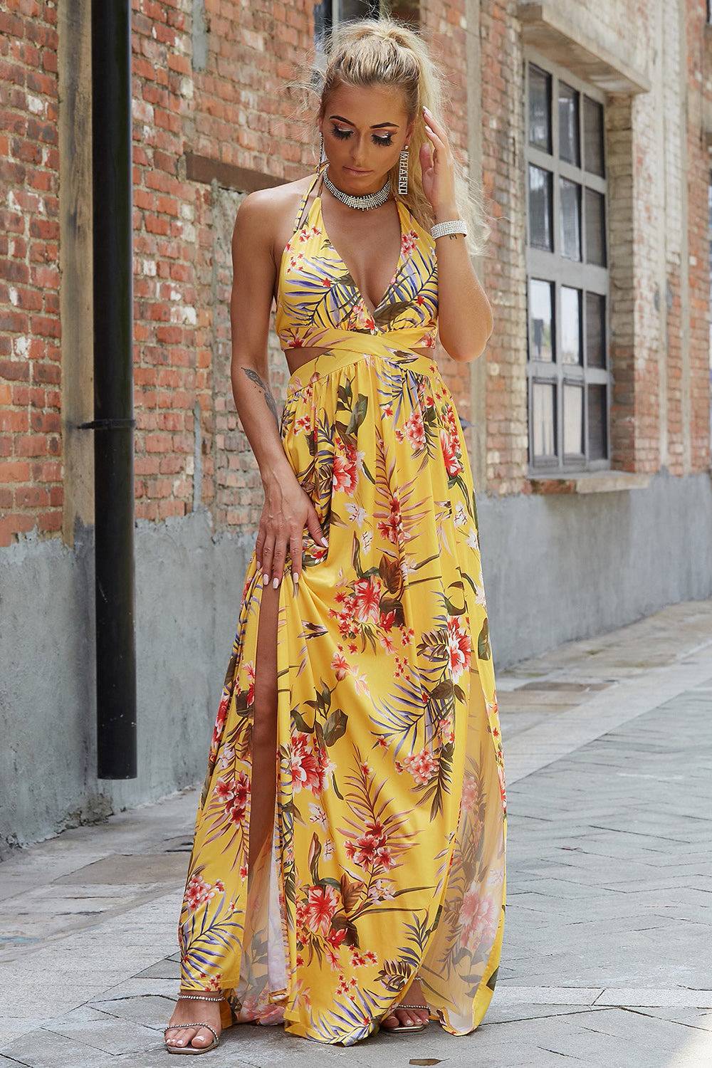 Halter Neck Split Dress - Siennasass