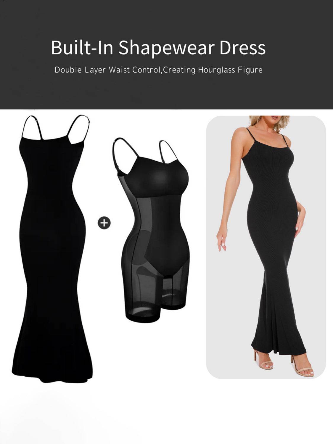 Ärmelloses Maxikleid „Basic Bae“ mit integrierter Shapewear