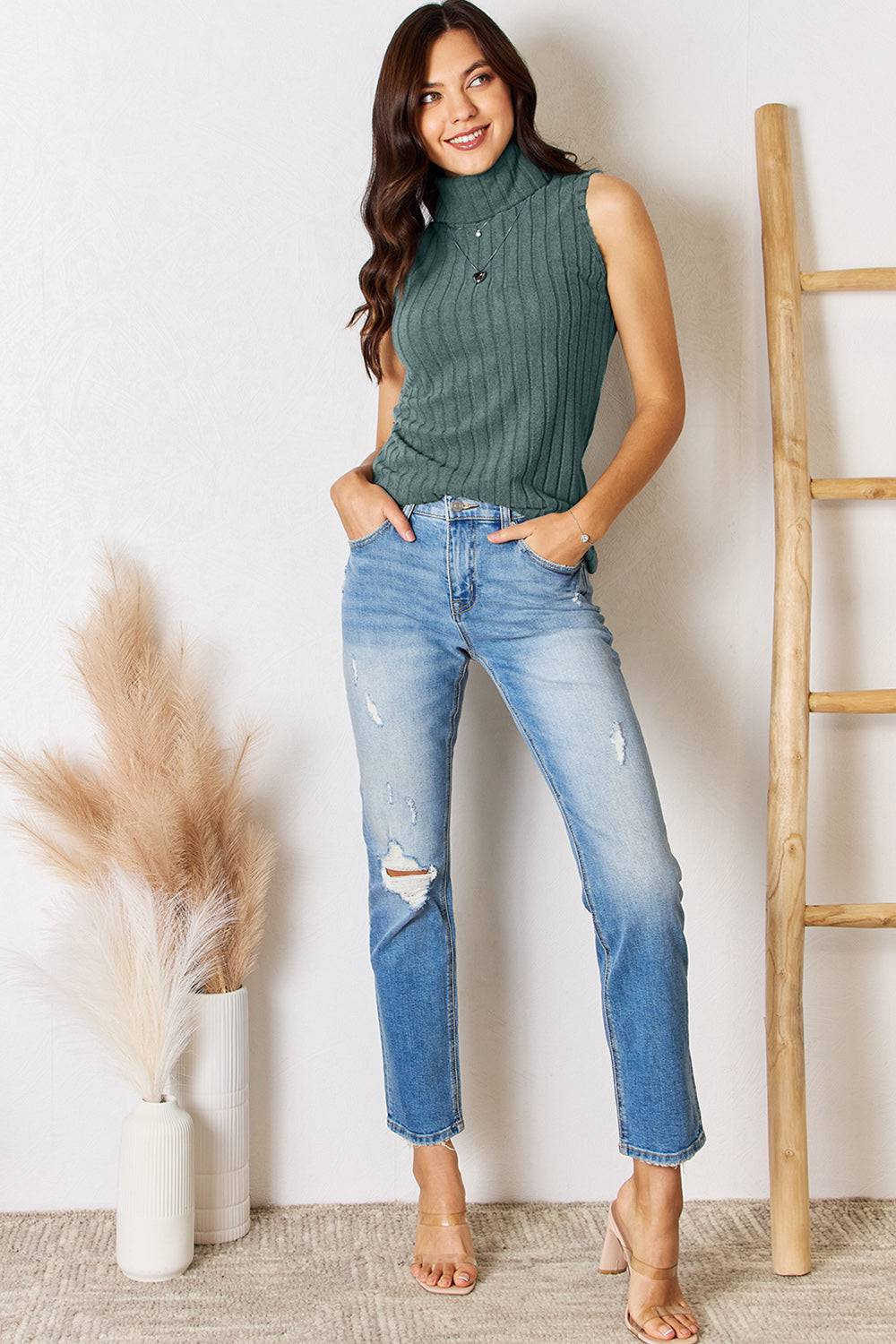 Basic Bae Full Size Ribbed Turtleneck Tank - Siennasass