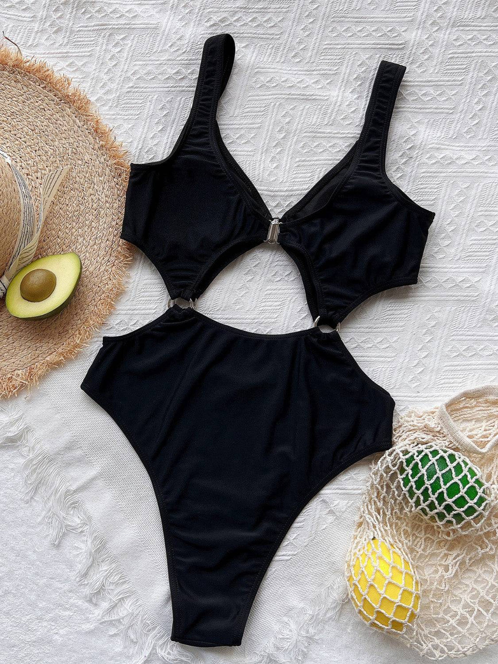 Cutout Plunge One-Piece Swimwear - Siennasass