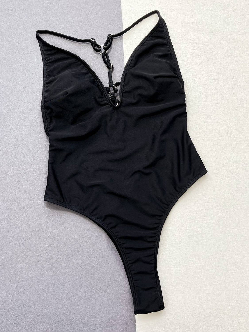 Cutout Plunge Spaghetti Strap One-Piece Swimwear - Siennasass