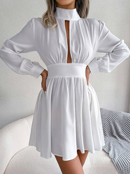 Cutout Turtleneck A-Line Mini Dress - Siennasass