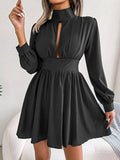 Cutout Turtleneck A-Line Mini Dress - Siennasass