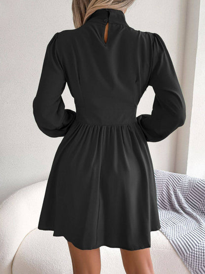 Cutout Turtleneck A-Line Mini Dress - Siennasass