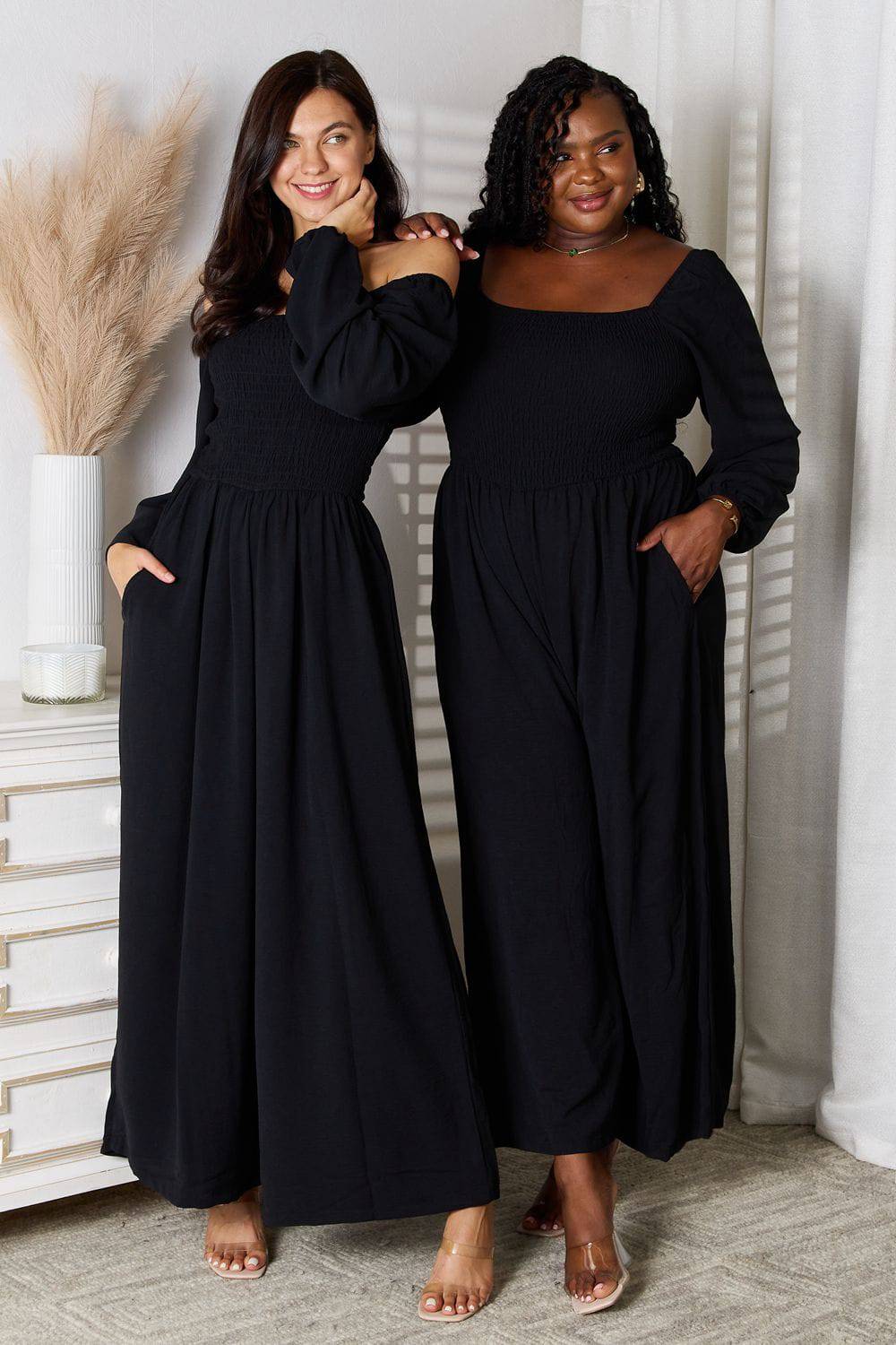 Double Take Square Neck Jumpsuit with Pockets - Siennasass