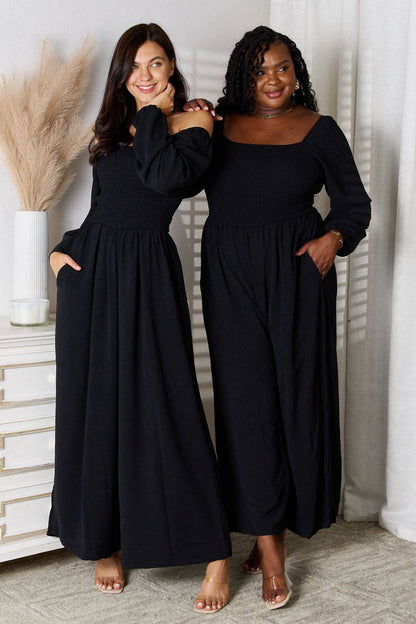Double Take Square Neck Jumpsuit with Pockets - Siennasass