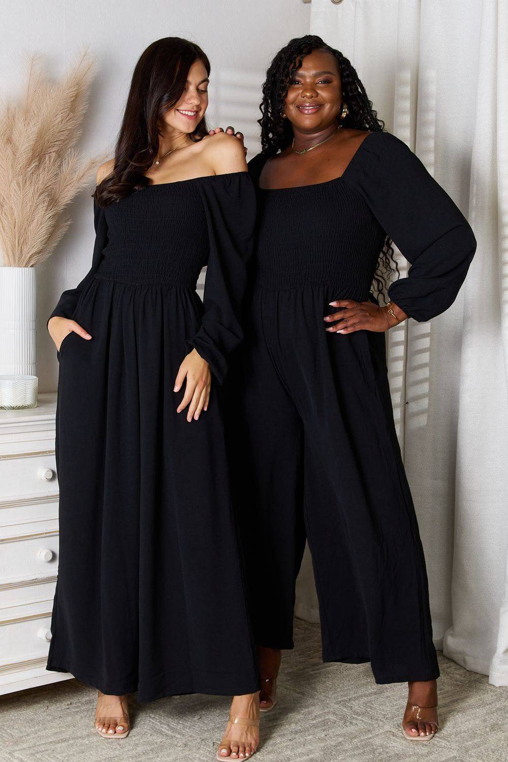 Double Take Square Neck Jumpsuit with Pockets - Siennasass