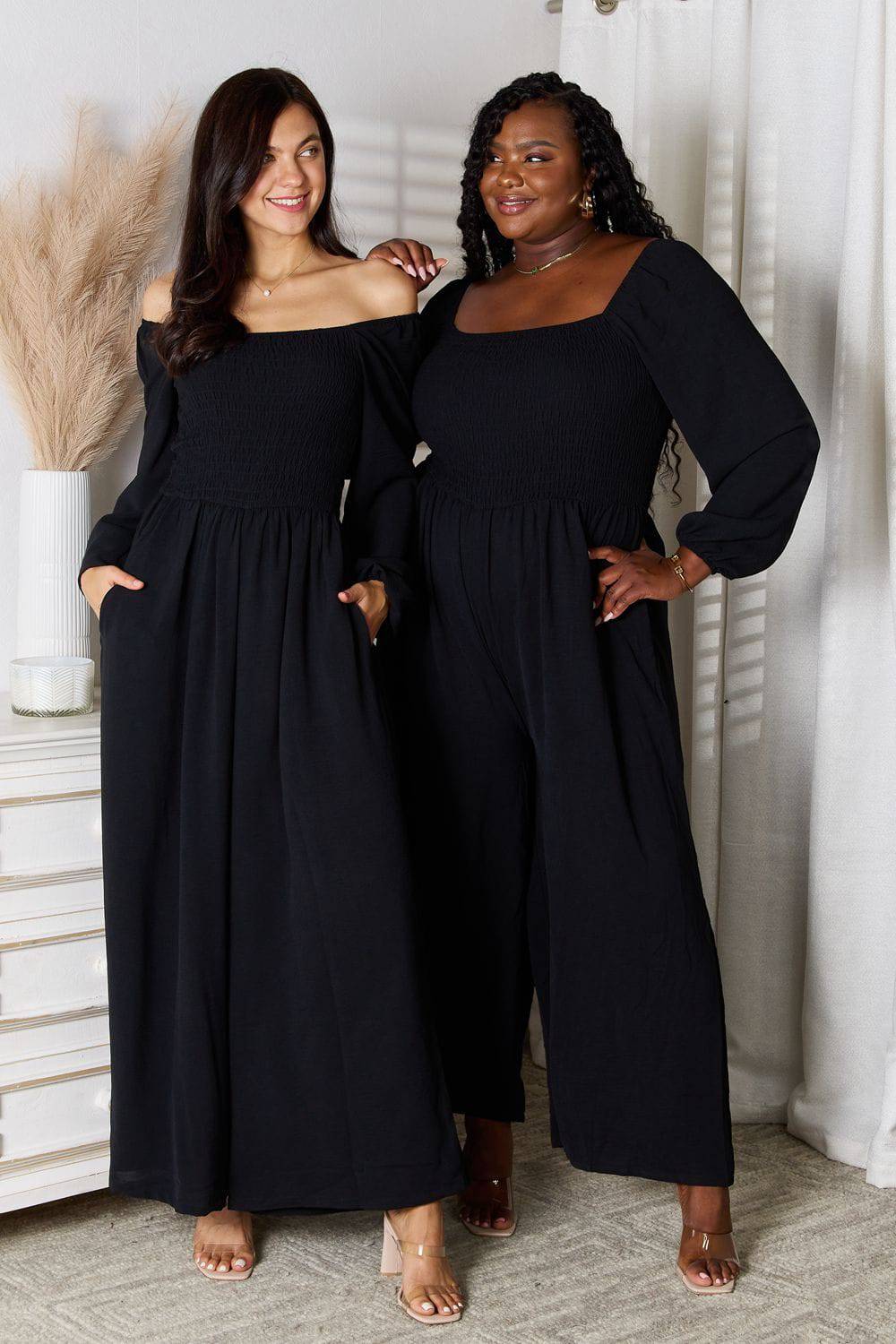 Double Take Square Neck Jumpsuit with Pockets - Siennasass