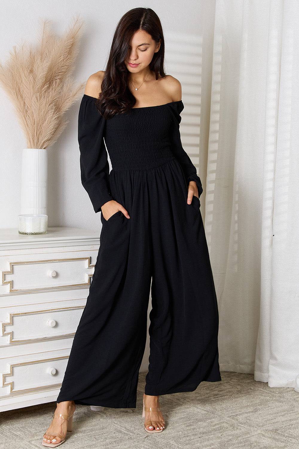 Double Take Square Neck Jumpsuit with Pockets - Siennasass