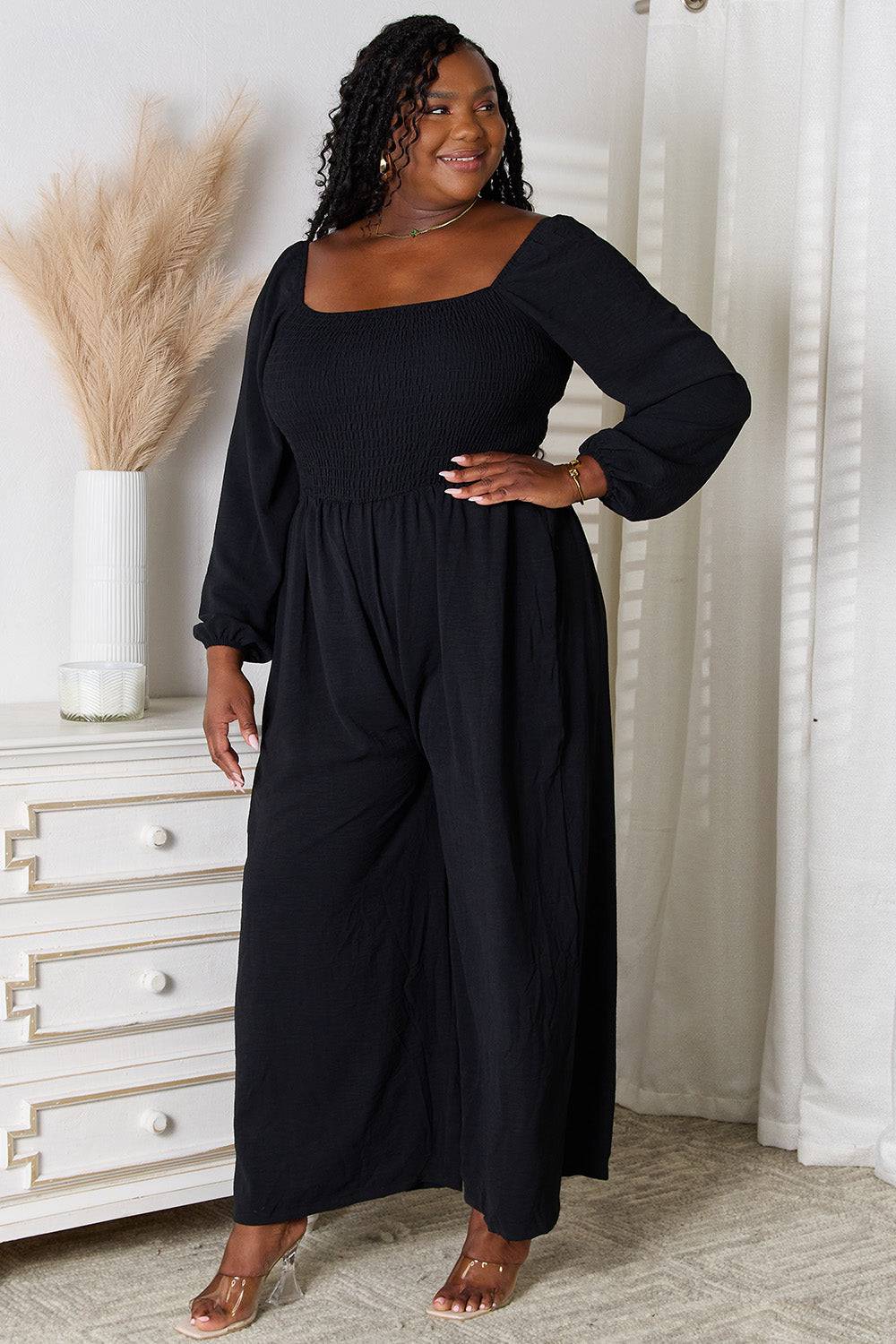 Double Take Square Neck Jumpsuit with Pockets - Siennasass