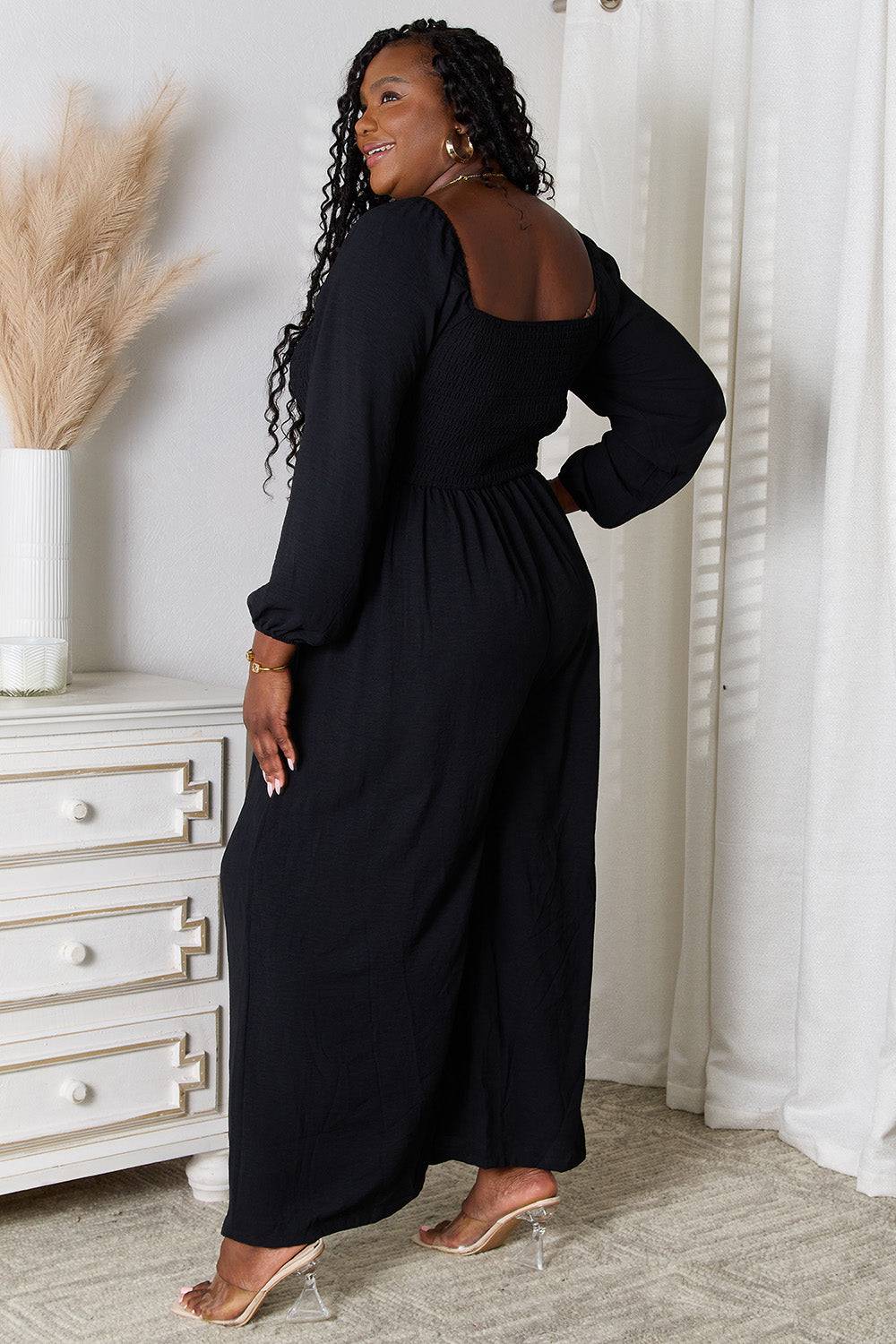 Double Take Square Neck Jumpsuit with Pockets - Siennasass