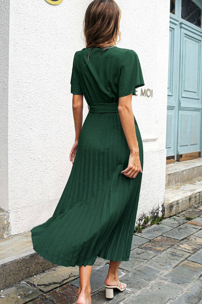 Midikleid mit Überwurfärmeln, Gürtel und Überwurf