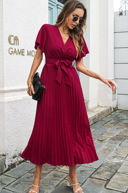 Midikleid mit Überwurfärmeln, Gürtel und Überwurf
